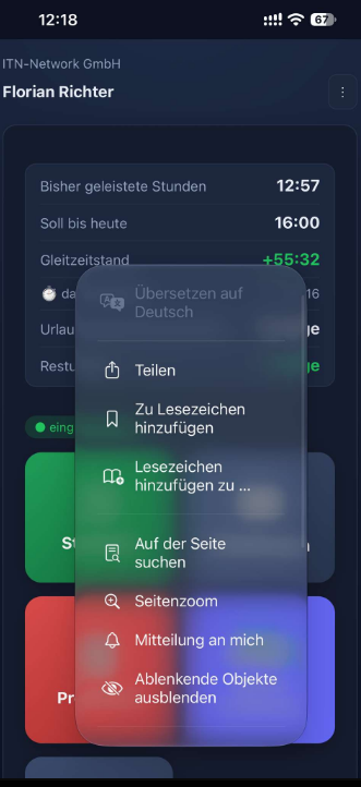 iPhone: geöffnetes Menü mit dem Eintrag „Teilen“.