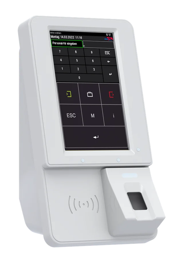 Datafox EVO 5.0 Pure mit Fingerprint-Sensor und 5-Zoll-Touchdisplay.